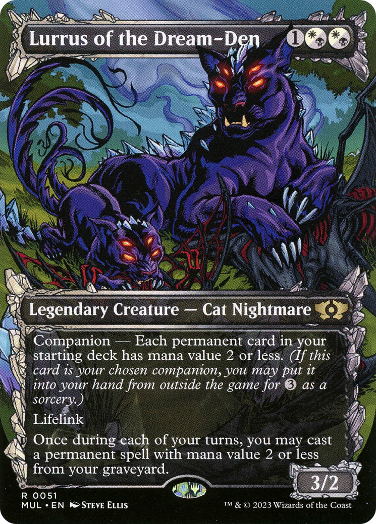 mtg multiverse cards Lurrus of the Dream-Den (MUL-051) - Legends: (Showcase) (Borderless) Magics most popular multiplayer format Powerful black MTG card spikes