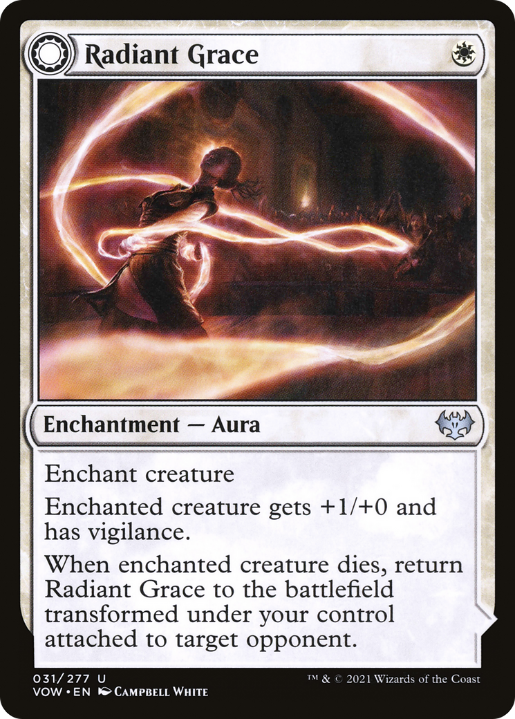 Radiant Grace // Radiant Restraints (VOW-031) - Innistrad: Crimson Vow: (Double Faced Transform) Foil - Game Nerdz Radiant Grace // Radiant Restraints (VOW-031) - Innistrad: Crimson Vow: (Double Faced Transform) Foil - Game Nerdz