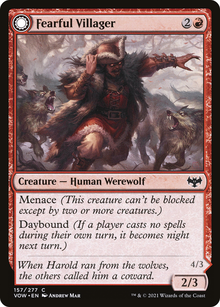 Fearful Villager // Fearsome Werewolf (VOW-157) - Innistrad: Crimson Vow:  (Double Faced Transform) Foil