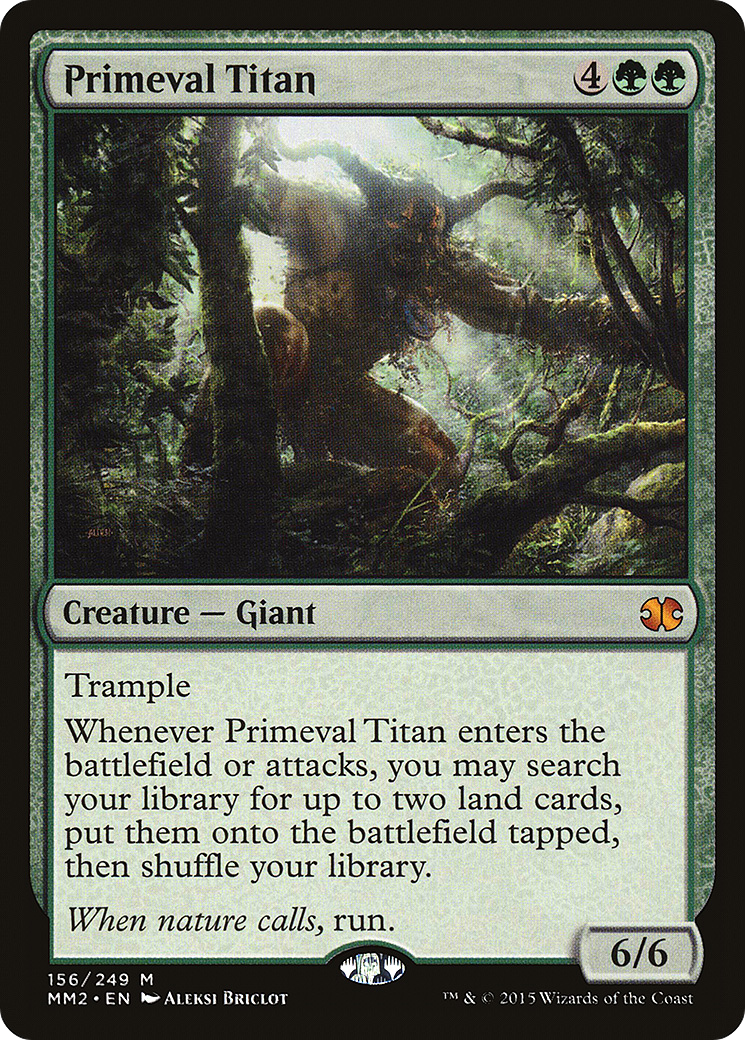mtg modern masters 2015 card list Wizards of the Coast Booster Pack : Toys & Games The Gathering Primeval Titan (MM2-156) - Modern