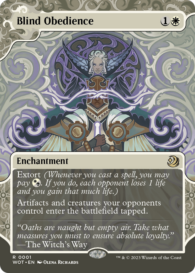 mtg wilds of eldraine enchanting tales card list Blind Obedience (WOT-001)