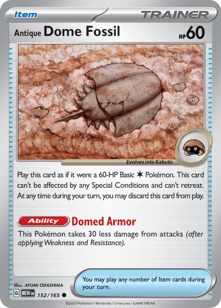 fossil pokemon cards Complete common set This card cant retreat Antique Helix Fossil - 153/165