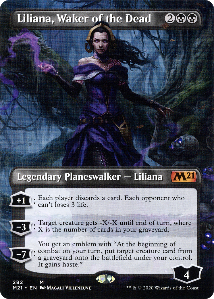 Liliana, Waker of the Dead (M21-282) - Core Set 2021 (Borderless) - Game Nerdz Liliana, Waker of the Dead (M21-282) - Core Set 2021 (Borderless) - Game Nerdz