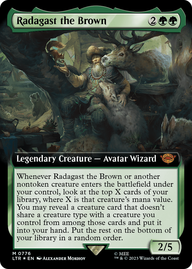 radagast the brown mtg card [The Lord of the Rings: Tales of Middle-Earth]  TokenMTG You may reveal a creature card that doesnt share a creature type with a creature you control from among those cards and put it into your hand [LTR] Radagast the Brown :
