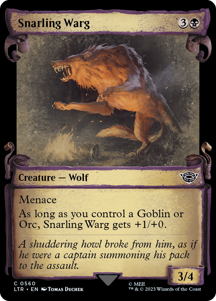 Snarling Warg (LTR-560) - The Lord of the Rings: Tales of Middle-earth: (Showcase) Foil - Game Nerdz Snarling Warg (LTR-560) - The Lord of the Rings: Tales of Middle-earth: (Showcase) Foil - Game Nerdz