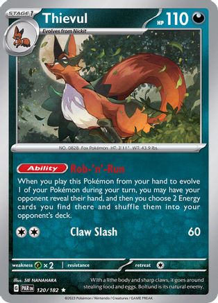 Thievul 120 - SV04 Paradox Rift Reverse Holofoil - Game Nerdz Thievul 120 - SV04 Paradox Rift Reverse Holofoil - Game Nerdz