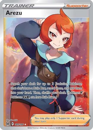 arezu pokemon card rainbow Search your deck for up to 3 Evolution Pokemon that dont have a Rule Box Pokemon - Arezu rainbow Like