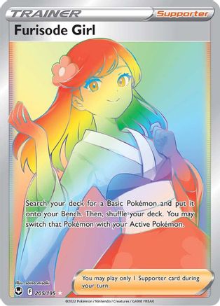 female pokemon trainer cards Furisode Girl 205/195 - Silver Tempest Holofoil Card Number / Rarity Totally in LOVE with my