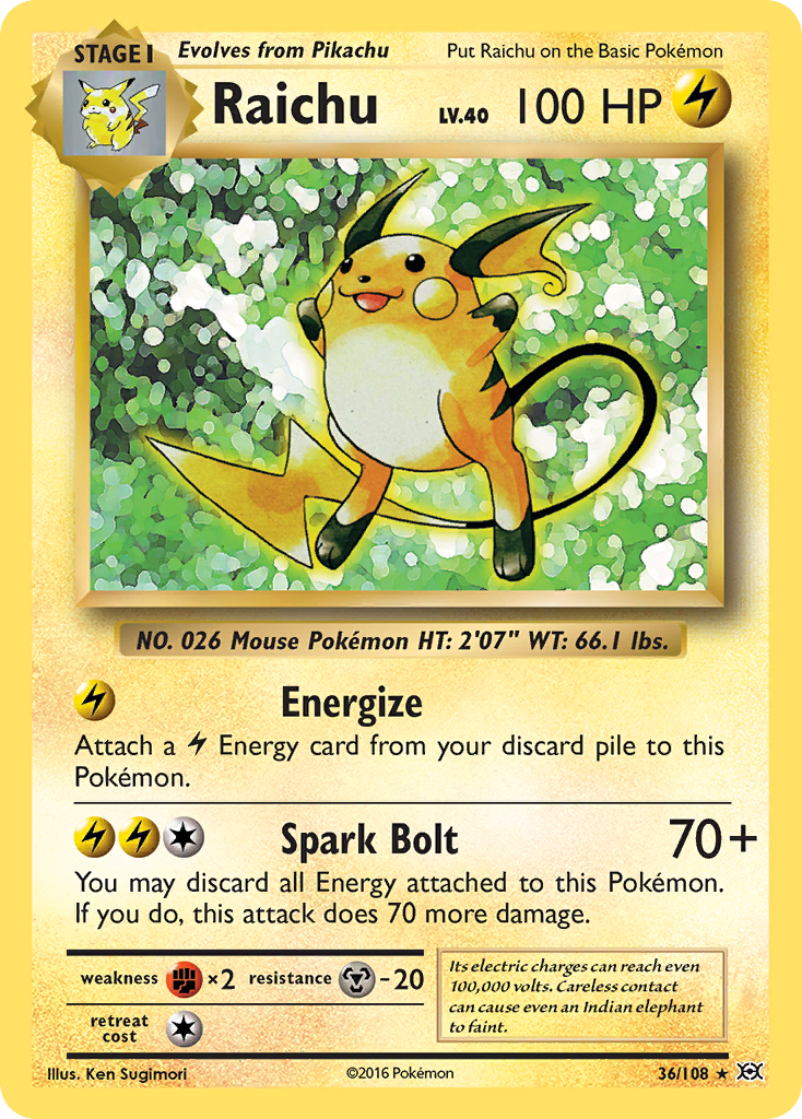 Raichu 20th Anniversary英語版 36/108 2枚 Raichu 36/108 - Evolutions Holofoil (LP) - Game Nerdz