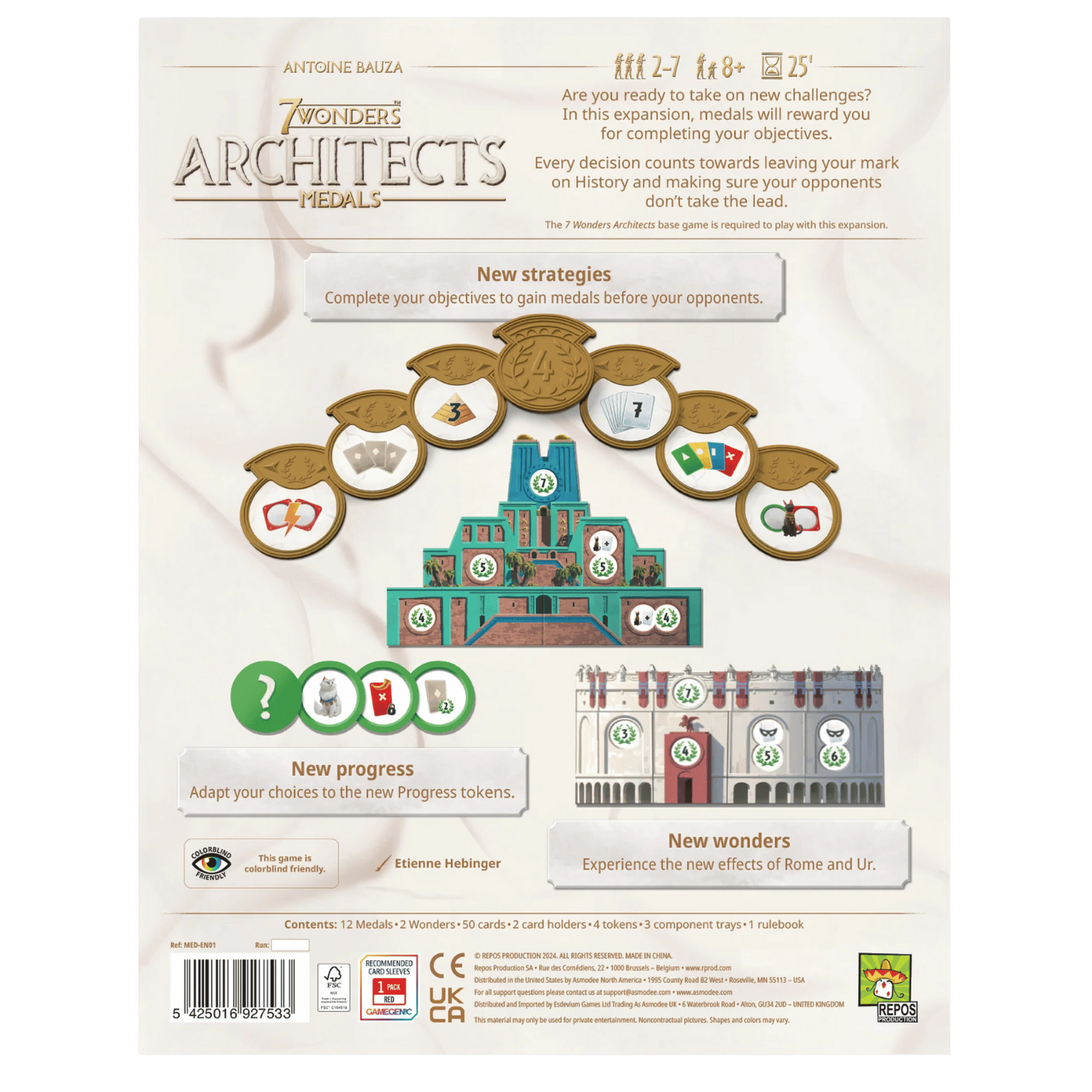 7 Wonders: Architects - Medals Expansion - Game Nerdz