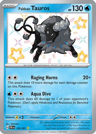 Pokemon Trading Card Game Paldean Fates Shiny Rare Paldean Tauros #120