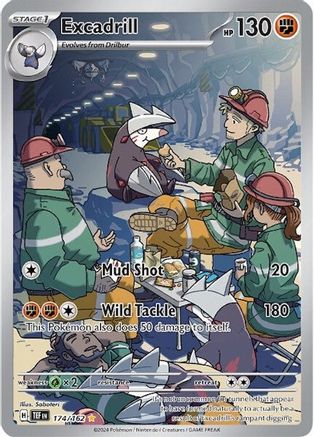 174 142 pokemon card Excadrill - SV05 Temporal Forces Holofoil proof acrylic case and featuring a striking image of the captivating character Pokémon TCG Area Zero Underdepths