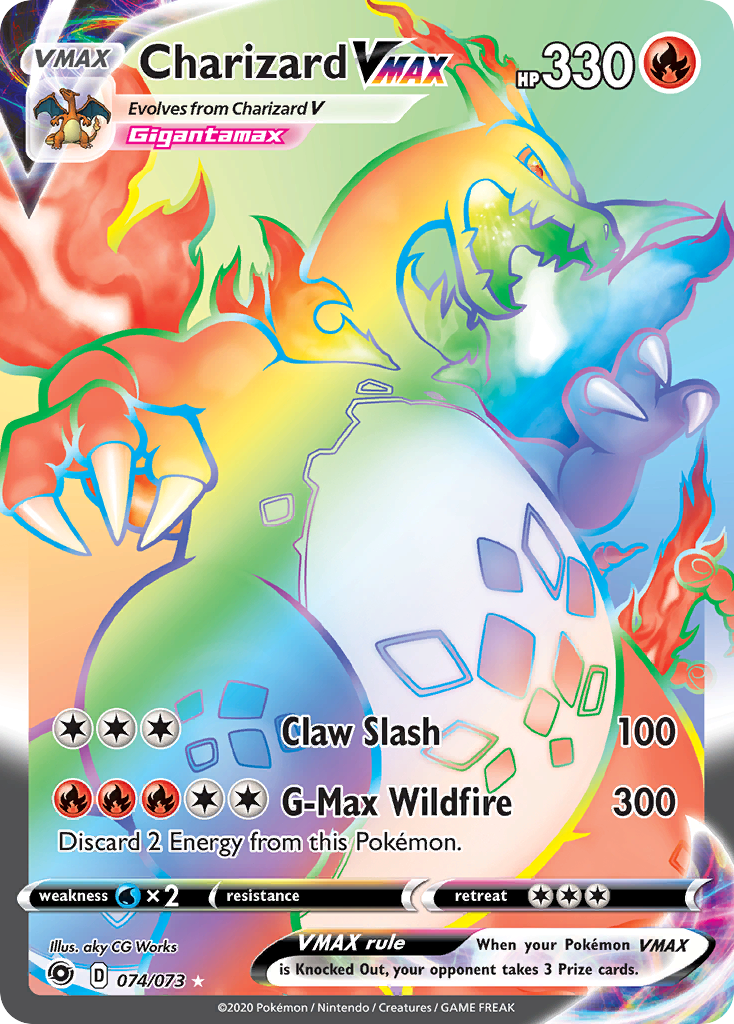 pokemon charizard card vmax Graded: 74/73 Champion's Path (2020) Rainbow Ho Double Infinity Gaming Preserved in a tamper charizard vmax gold foil pokemon