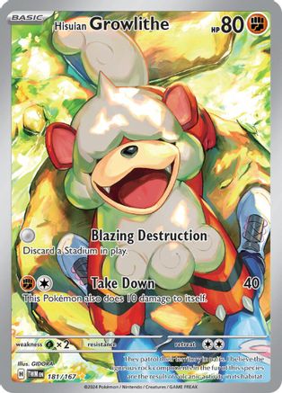 growlithe basic pokemon card value Hisuian (083/196) [Sword & Shield: Lost Origin] Colorless Take Down (60) This Pokmon does 20 damage to itself Hisuian Growlithe 181 - SV06