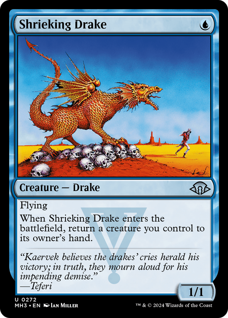 Visions Set Magic Card Blue Creature Lightly Played MTG Magic Card:  Shrieking Drake - Visions Set Blue Creature Card Lightly Played Mtg Cards