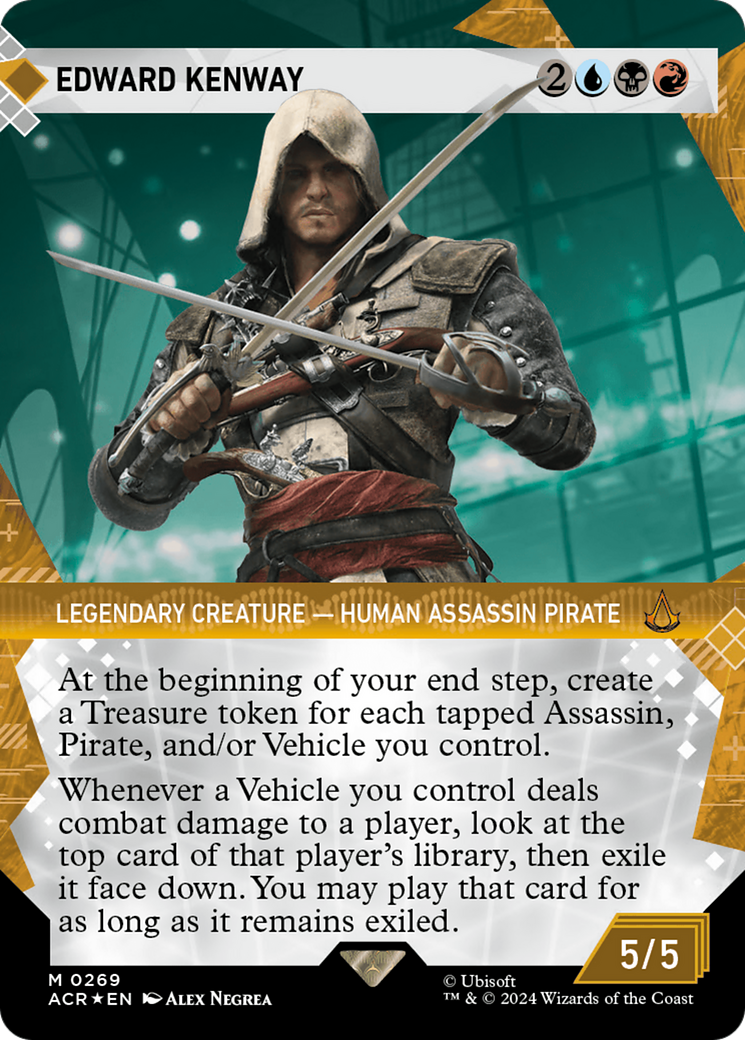 assassin's creed mtg card Edward Kenway (ACR-269) - Creed: (Showcase) (Borderless) Foil or collectors eager to own cards that bridge two legendary gaming worlds Jacob Frye 0027 Universes Beyond:
