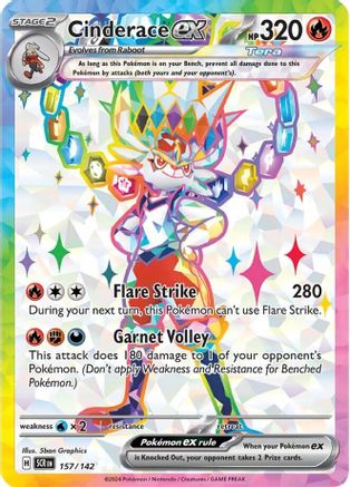 sv07 pokemon card list Cinderace ex 157