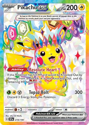 Pikachu ex 219 - SV08 Surging Sparks Holofoil - Game Nerdz