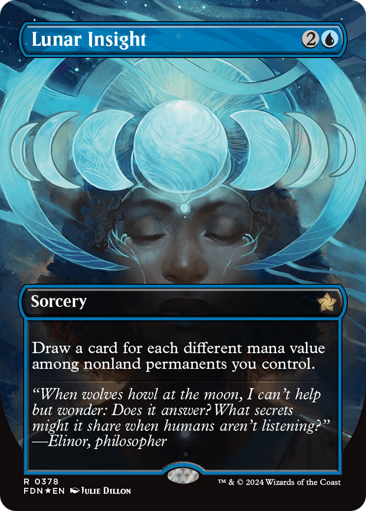 Lunar Insight (FDN-378) - Foundations (Borderless) Foil - Game Nerdz Lunar Insight (FDN-378) - Foundations (Borderless) Foil - Game Nerdz