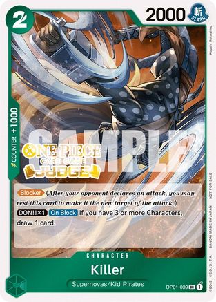 Killer (Judge Pack Vol. 3) (OP01-039) One Piece Promotion Cards Foil - Game  Nerdz