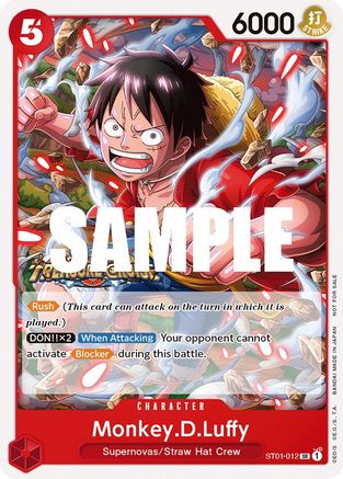 OnePieceCard Lot –Rare, Luffy,Tournament Monkey.D.Luffy (Tournament Pack Vol. 5) (ST01-012) One Piece