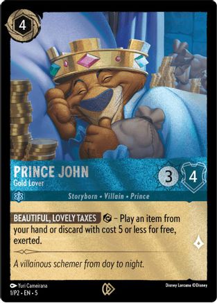 Prince John - Gold Lover (1) - Disney Lorcana Promo Cards Cold Foil - Game  Nerdz