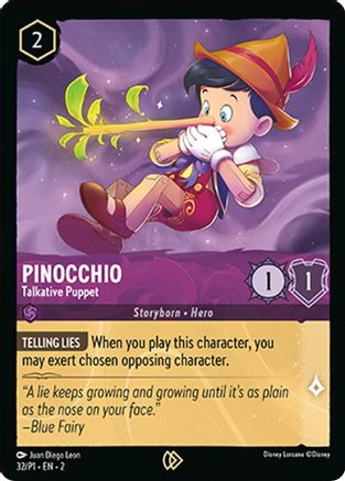 f(x) PINOCCHIO トレカ ソルリ アンバー Pinocchio - Talkative Puppet (32) - Disney Lorcana Promo Cards