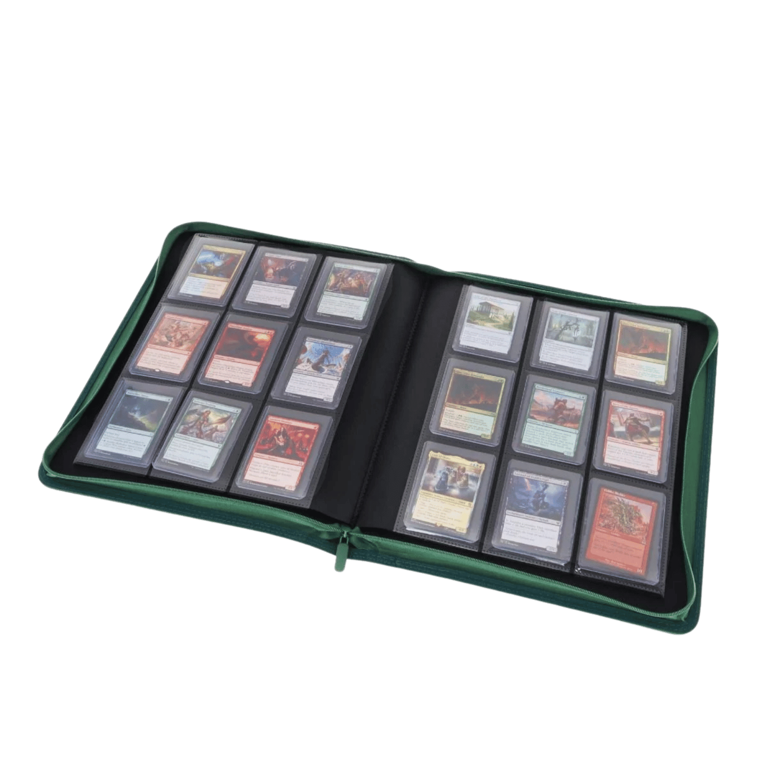 zlca toploader card binder PREZA and gaming cards that have been inserted in 3x4 BCW Supplies: Z-Folio 9-Pocket LX