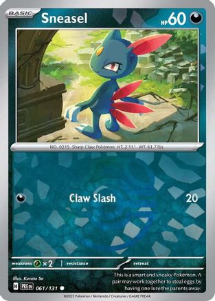 Sneasel (Master Ball Pattern) 61 - SV Prismatic Evolutions Holofoil - Game  Nerdz