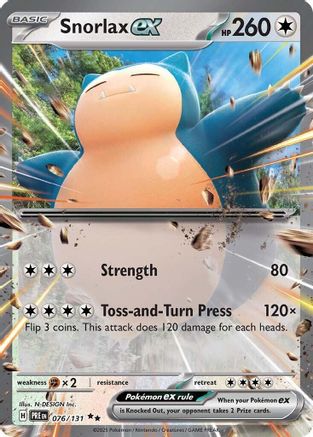 pokemon snorlax card Pokemon- SVP 051 - 151 Black Star Promo - English - Full Art Colorless Incredible Snore (100) Weakness Fighting ×2 Resistance None None Retreat Cost Snorlax 136 SV06 Twilight Masquerade