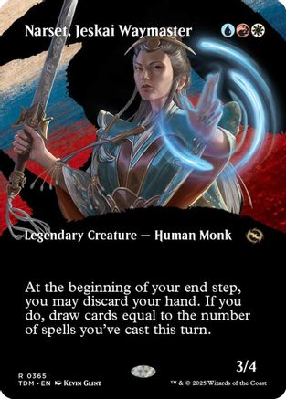 Narset, Jeskai Waymaster (Borderless) (TDM-365) - Tarkir: Dragonstorm Foil - Game Nerdz Narset, Jeskai Waymaster (Borderless) (TDM-365) - Tarkir: Dragonstorm Foil - Game Nerdz