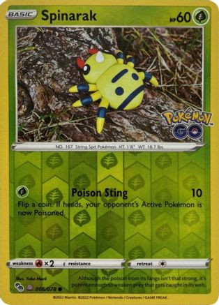 Spinarak (Peelable Ditto) 6 - Pokemon GO Reverse Holofoil (LP) - Game Nerdz