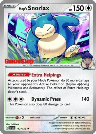 Hop's Snorlax - 117/159 (GameStop) (Cosmos Holo) 117 - SV09
