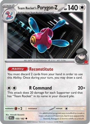 Team Rocket's Porygon-Z 155 - SV10 Destined Rivals Reverse