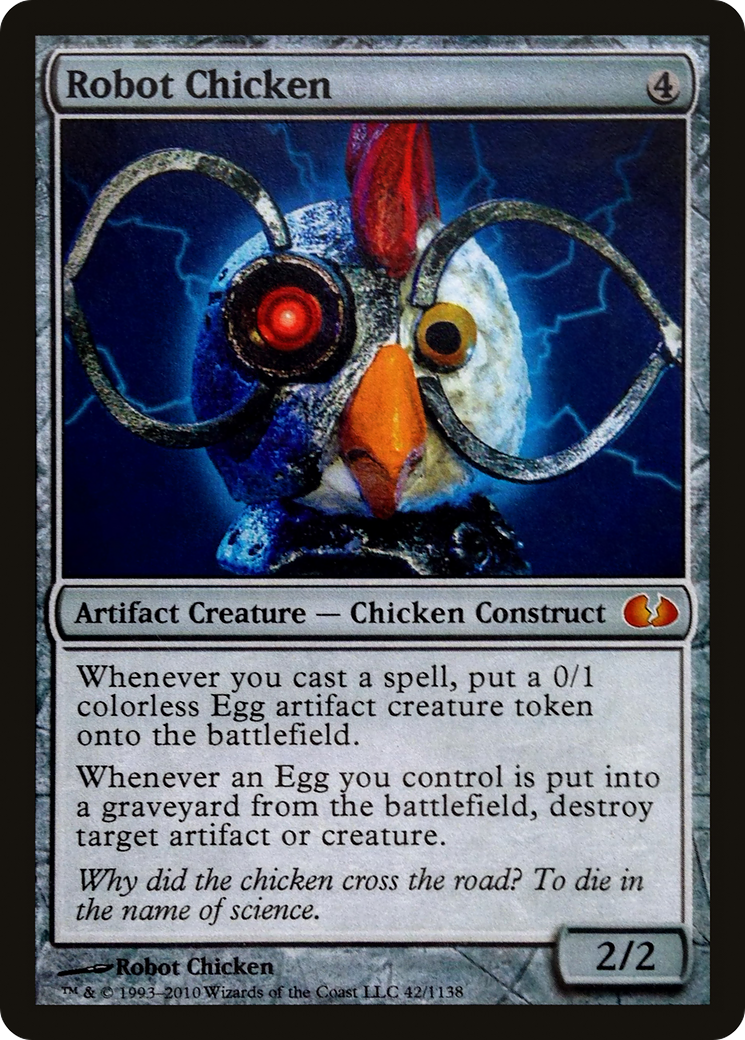 robot chicken mtg card [Celebration Cards] #(You may roll dice only when a card instructs you to.) # Tap a Chicken you control Robot Chicken [Special Occasion][FOIL] 