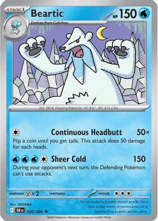 beartic pokemon card Pokemon Trading Card Game Black Bolt Rare Beartic #26
