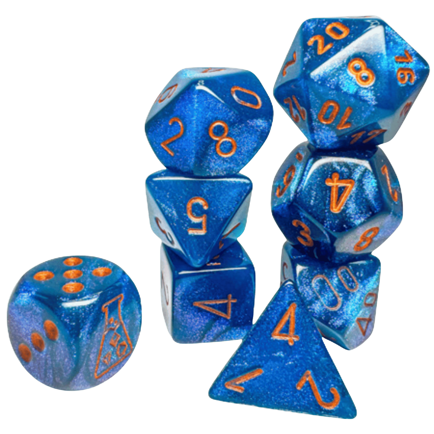Chessex Dice: Lab Dice 9 Borealis - Polyhedral Midnight/Copper (7