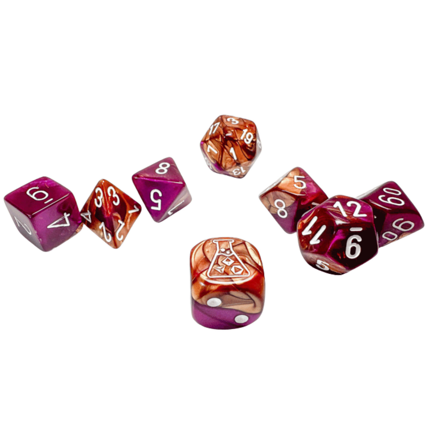 Chessex Dice: Lab Dice 9 Gemini - Polyhedral Purple/White (7) w