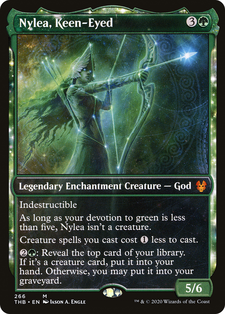 Nylea, Keen-Eyed (THB-266) - Theros Beyond Death: (enchantment, Showcase) - Game Nerdz Nylea, Keen-Eyed (THB-266) - Theros Beyond Death: (enchantment, Showcase) - Game Nerdz