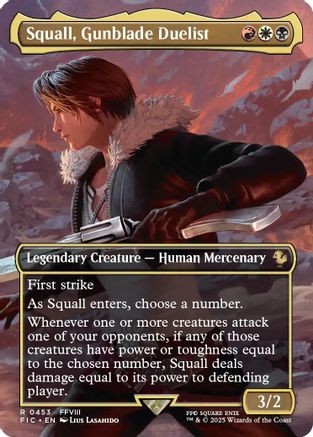 Squall, Gunblade Duelist (Borderless) (FIC-453) - Commander: FINAL FANTASY Foil - Game Nerdz Squall, Gunblade Duelist (Borderless) (FIC-453) - Commander: FINAL FANTASY Foil - Game Nerdz
