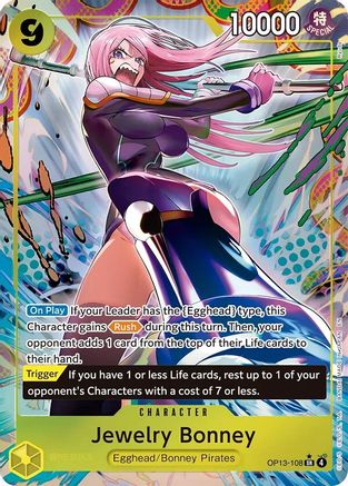 Jewelry Bonney (108) (Alternate Art) (OP13-108) Carrying On His Will Foil - Game Nerdz Jewelry Bonney (108) (Alternate Art) (OP13-108) Carrying On His Will Foil - Game Nerdz