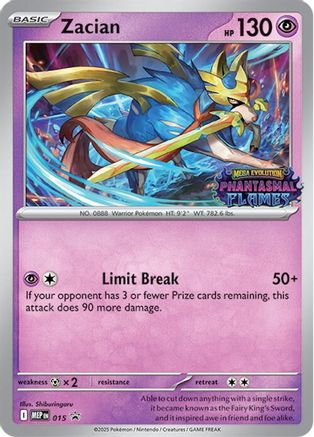 pokemon prerelease cards Zacian (Prerelease) 15 - ME Mega Evolution Promo Holofoil