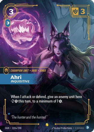 【Riftbound】Ahri alt 119a/298・EN Ahri - Inquisitive (Alternate Art) (119a/298) - Origins Foil