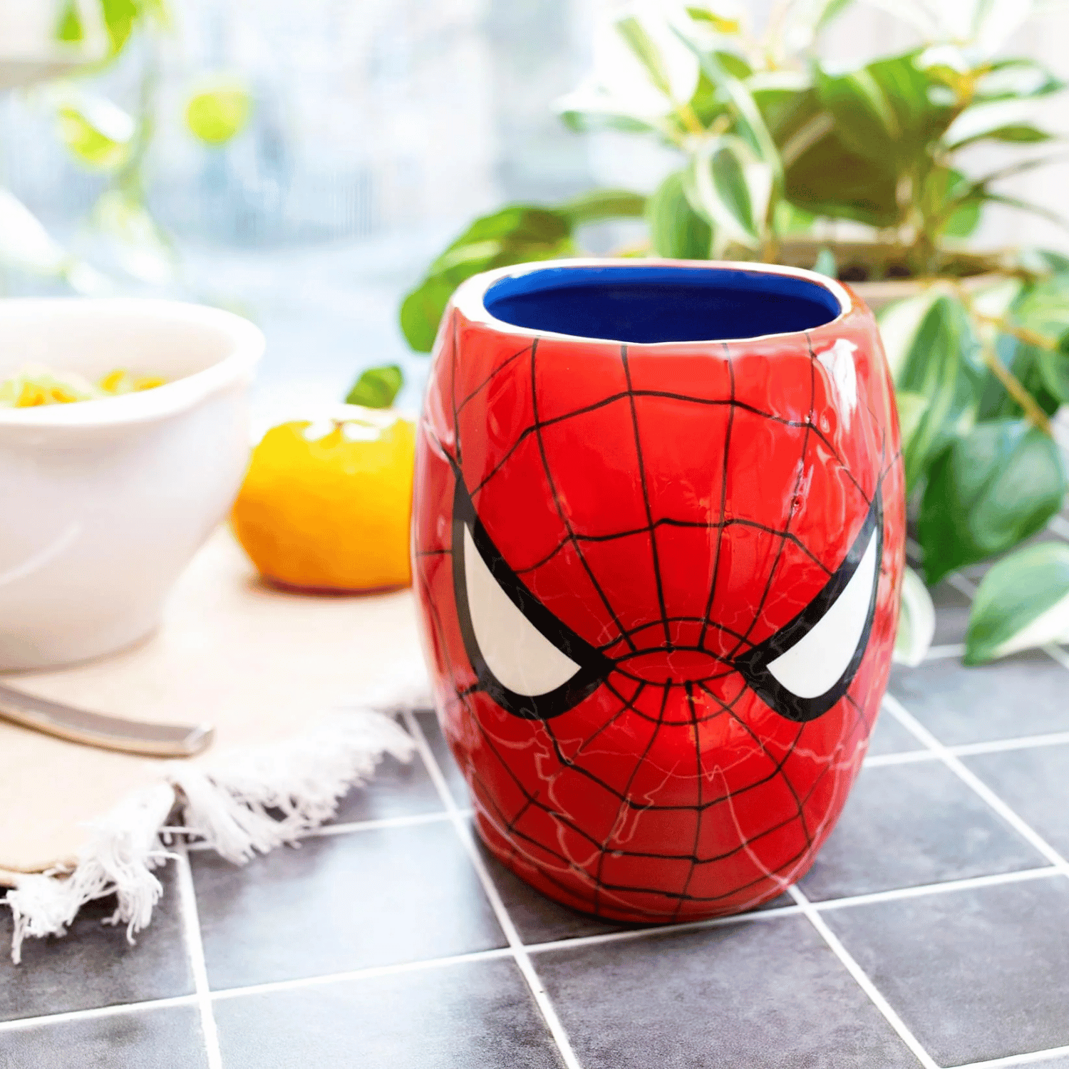 Spider-Man Head and Web Handle Ceramic 3D Sculpted Mug
