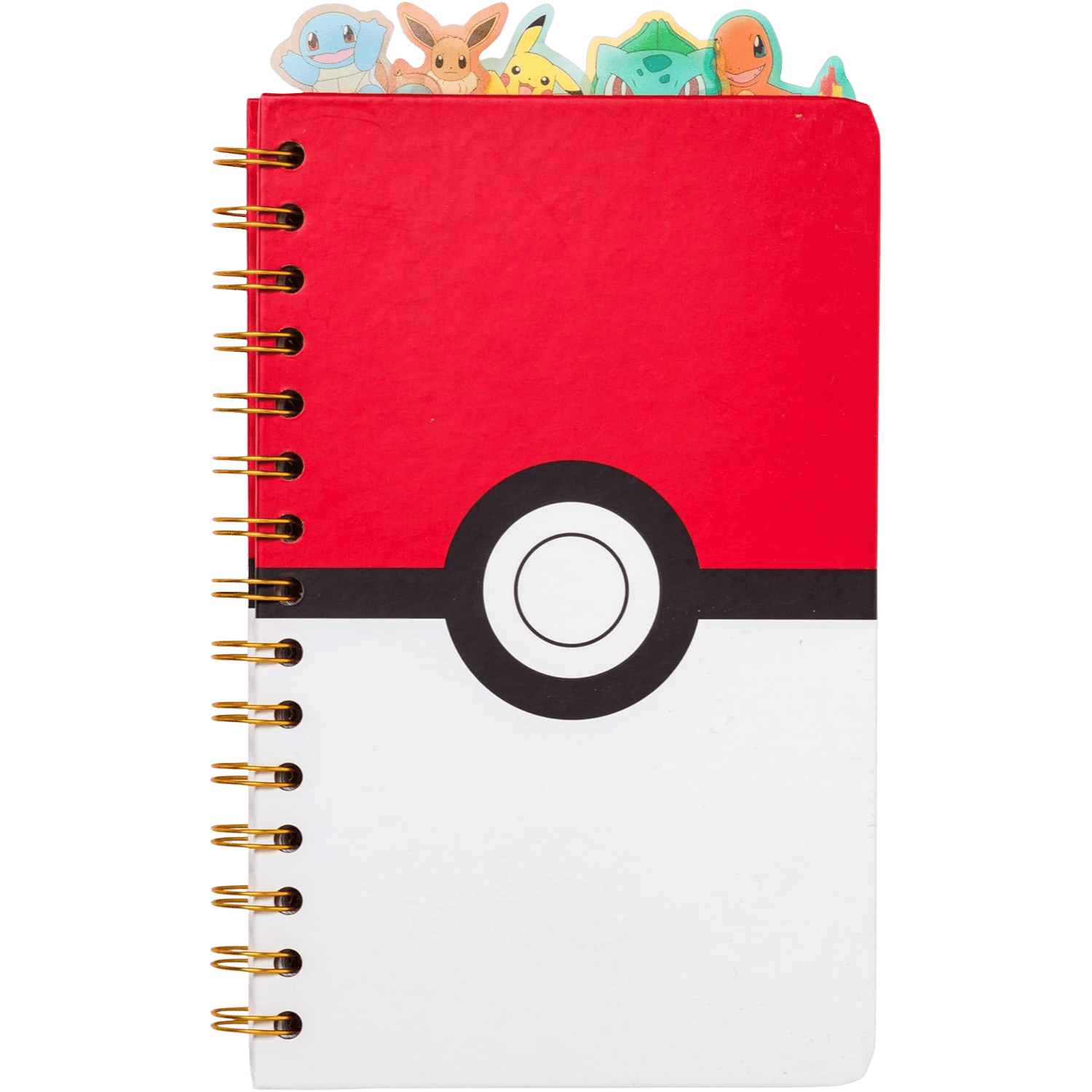 Pokemon: Gen 1 Starters & Eevee "Poke Ball" - Spiral Tabbed Notebook (8" x  5") - Game Nerdz