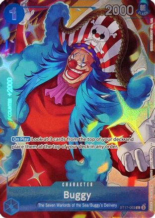 buggy deck one piece tcg (Seven Warlords of the Sea Binder Set) (ST17-003) Promotion Cards Foil 28 – being released simultaneously BUGGY SP!!🩶 #OnePiece #SP #Buggy