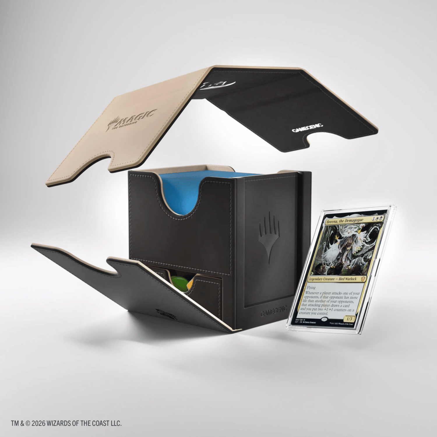 Gamegenic Sidekick PRO 100+ XL Commander | Caja De Mazos Magic: The Gathering – Secretos De Strixhaven (Quandrix), Con Ventana Para Comandante Y Cajón Para Accesorios