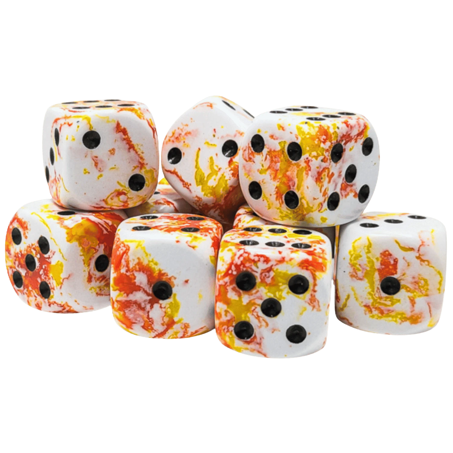 Chessex Dice: Brush D6 16mm - Sunrise/Black (12ct) - Game Nerdz