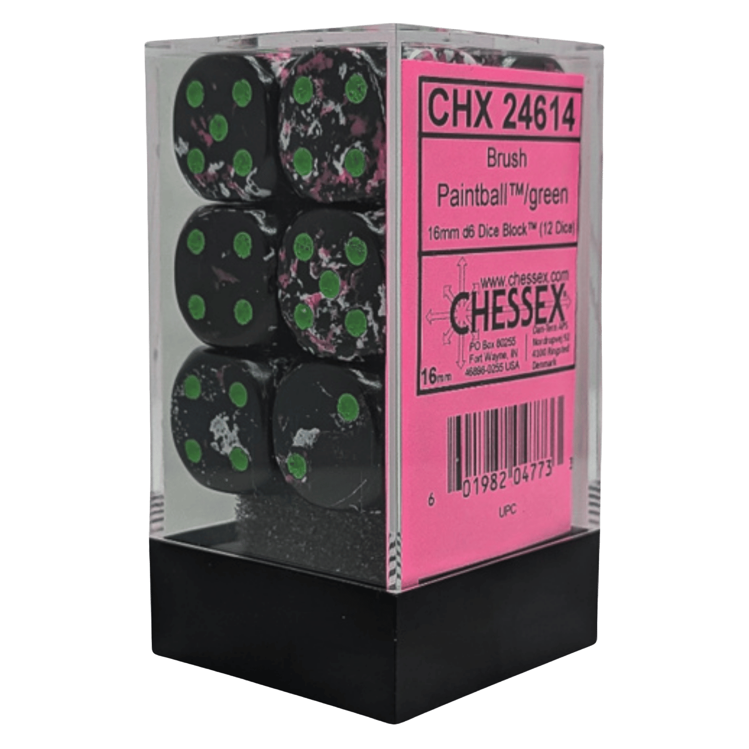 Chessex Dice: Brush D6 16mm - Paintball/Green (12ct) - Game Nerdz
