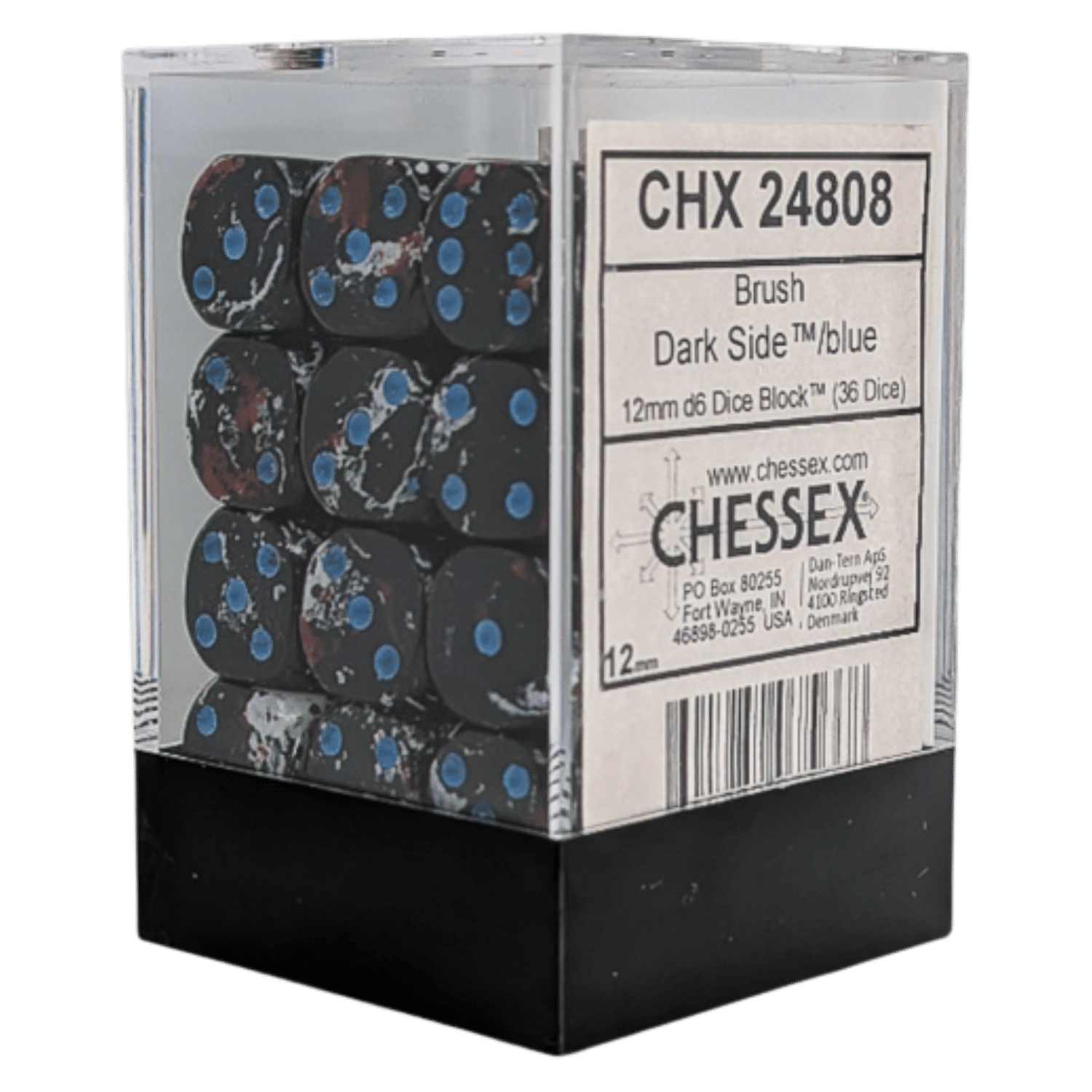 Chessex Dice: Brush D6 12mm - Dark Side/Blue (36ct) - Game Nerdz